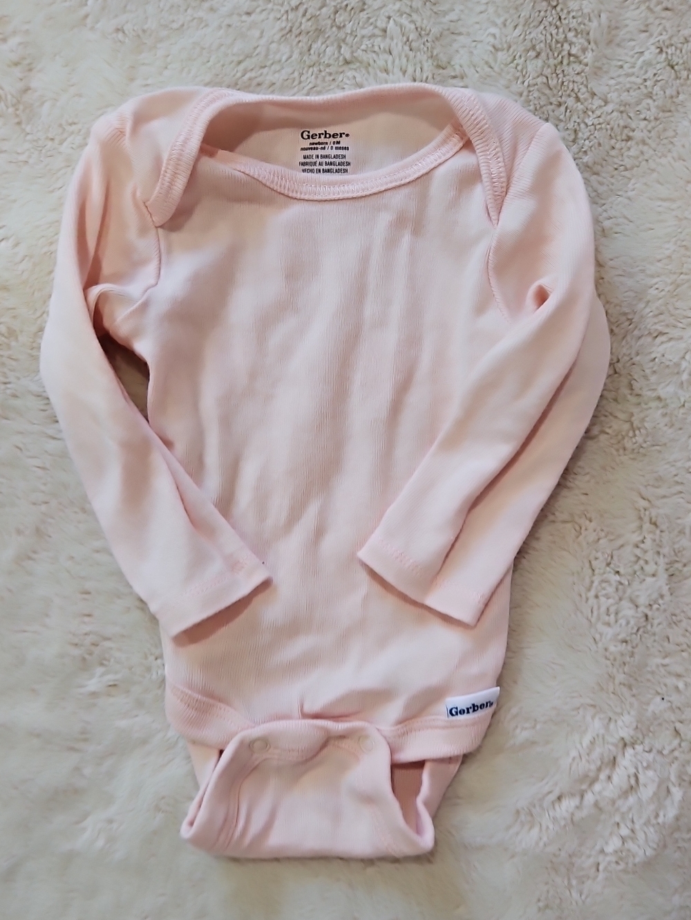 Gerber Long-Sleeve Baby One-Piece in Pale Pink
